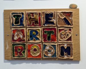 Hidden clue near the art room during scavenger hunt